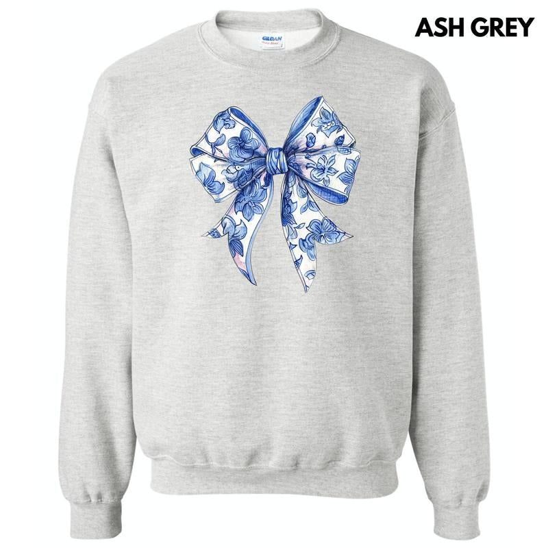 Floral Blue Big Bow Sweatshirt 'NLB' T-Shirts, Hoodie | GrindPrints.com