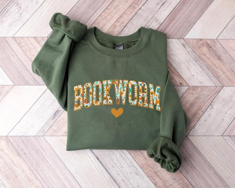 Floral Book Bookworm Sweatshirt, Wildflowers Book, Book Lovers Sweatshirt, Teacher Sweater, Gift For Book Lover, Library,...