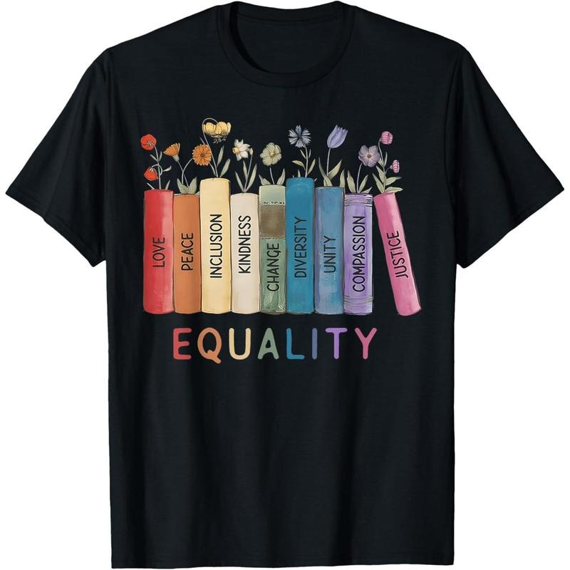 Floral Book Equality Human Rights, Social Justice Peace Love T-Shirt made in usa Hoodie, Sweatshirt | GrindPrints.com