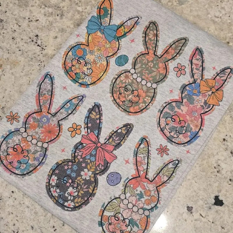 Floral Easter Bunny Graphic Tee or Sweatshirt Hoodie | GrindPrints.com