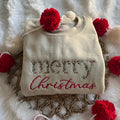 Floral Embroidered Merry Christmas Sweatshirt T-Shirts, Hoodie | GrindPrints.com