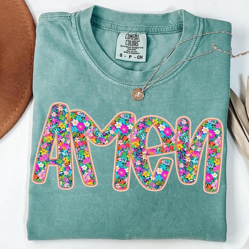 Floral Glitter Amen t-shirt, Retro Amen tee, Preppy Easter t-shirt, Amen tee, Happy Easter, Jesus, Christian Easter,...