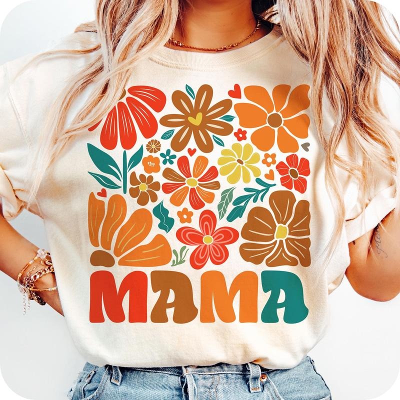 Floral Mama Coquette T-Shirt, Boho Mama T-Shirt, Mothers Day T-Shirt, Gift for Mom, Mother T-Shirt, Retro Mama T-Shirt...