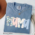 Floral Mama Shirt Mom Spring Mom Flower Mama Shirt Pregnancy Reveal Blue Pink Bow Shirt T-Shirts, Hoodie, Sweatshirt