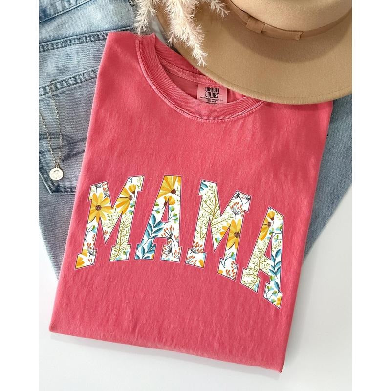 Floral Mama, Vintage Flowers, Gift for Mom, Summer, Botanical, Retro Floral Pattern Shirt, Women's Comfort Color Tee,...