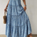 Floral Print Elastic High Waist Pleated Ruffle Flowy Long Skirts T-Shirts, Hoodie, Sweatshirt | GrindPrints.com