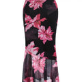 Floral Print High Waist Bodycon Ruffle Hem Fishtail Long Skirt T-Shirts, Hoodie, Sweatshirt | GrindPrints.com
