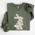 Floral Print Rabbit, Bunny, Easter Sweatshirt, Women's Crew Neck, Crewneck T-Shirts, Hoodie | GrindPrints.com
