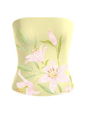 Floral Print Strapless Tube Top Backless Fitted Bandeau Crop Fashion Tubetops T-Shirts, Hoodie, Sweatshirt | GrindPrints.com
