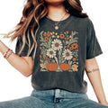 Floral Pumpkin Fall T-Shirt, Flower Pumpkin T-Shirt, Aesthetic Fall Graphic Tees, Pumpkin Patch T-Shirt, Boho Pumpkin ...