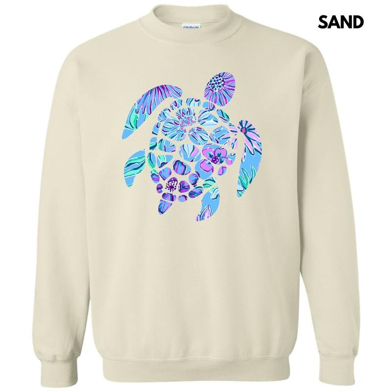 Floral Sea Turtle Sweatshirt 'NLB' T-Shirts, Hoodie | GrindPrints.com
