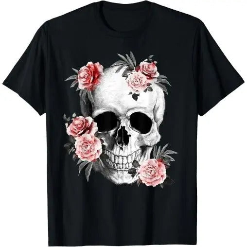 Floral Sugar Skull Rose Flowers Mycologist Gothic Goth T-Shirt  Made in USA Hoodie, Sweatshirt | GrindPrints.com