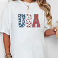 Floral USA Logo Print 4th Of July Party TShirt, America Independence and Memorial Day Gifts, Unisex Short Sleeve Cotton...