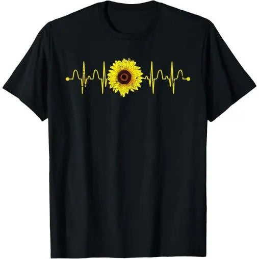 Florist Sunflower Heartbeat Blossom Yellow Flower Sunflower T-Shirt Made in USA Hoodie, Sweatshirt | GrindPrints.com