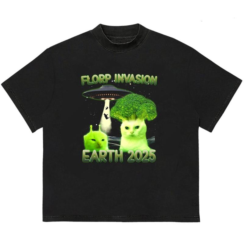 Florp Invasion Earth 2025 T-Shirt Unisex Graphic Design Comfy Cotton Retro Graphic Hoodie, Sweatshirt | GrindPrints.com