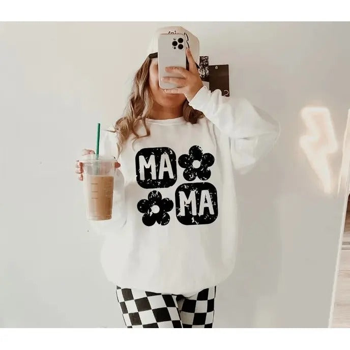 Flower Checker Mama Pullover T-Shirts, Hoodie, Sweatshirt | GrindPrints.com