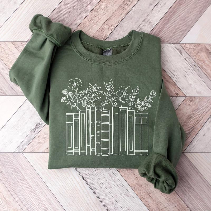 Flowers Book Sweatshirt, Bookworm sweatshirt, bookish sweatshirt, book club sweatshirt, book sweatshirt, Book Lover, Book...