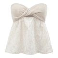 Flowy Tube Top Twist Front Cut Out Eyelet Strapless Embroidery Bandeau T-Shirts, Hoodie, Sweatshirt | GrindPrints.com