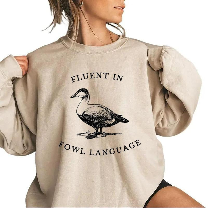 Fluent in Fowl Language Sweatshirt, Duck Shirt, Gift for Duck Lover Duck or Chicken Farmer T-Shirt , Valentine Day...