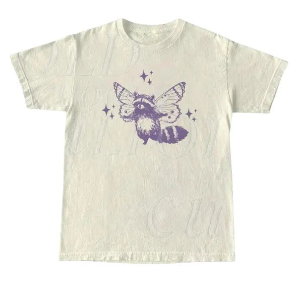Flying Raccoon With Butterfly Wings Vintage T Shirt, Retro Racccoon In Space 90s Shirt, Cute Retro Funny Tee, Butterfly...