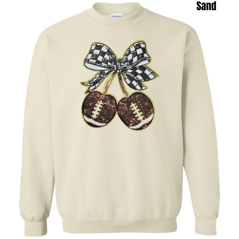 Football Cherries & Checker Bow Patch Sweatshirt T-Shirts, Hoodie | GrindPrints.com