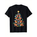 Football Christmas Tree Lights-Cute Football Christmas Gift T-Shirt Men's casual T-shirt 100% cotton, men's gift, Dad,...