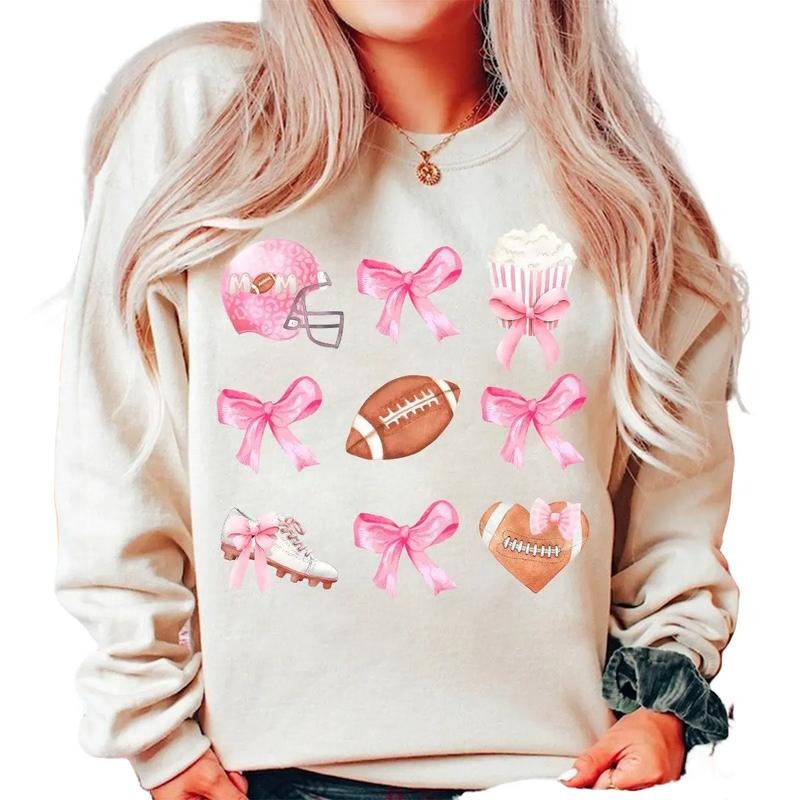 Football Coquette Bow Sweater, Soft Girl Era Sweatshirt, Retro Football, Coquette Football, Pink Bow, Football Mama...
