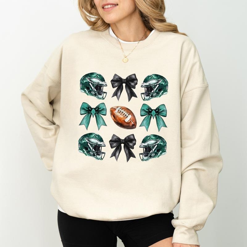Football Coquette Bow Coquette Football Football Team Long Sleeved Eagle Lover Sporty Girl T-Shirts, Hoodie, Sweatshirt