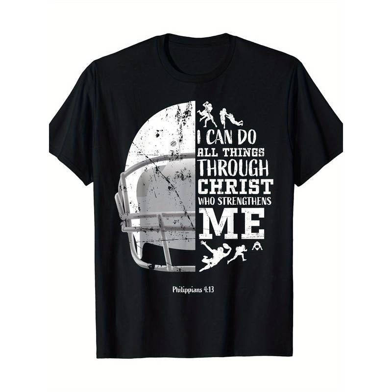 Football Gifts, For Men, For Boys, I Can Do All Things With Him Who Empowers Me, Philippians 4:13 T-Shirt - Cool Ideas...