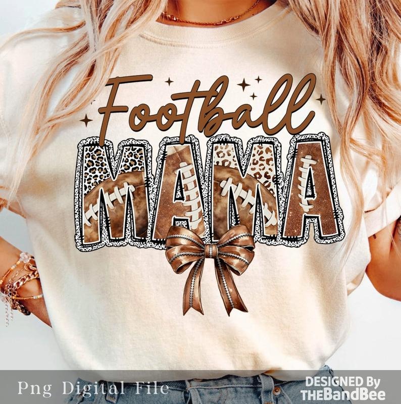 Football Mama T-Shirt, Football T-Shirt, Coquette Football T-Shirt, Football Bow T-Shirt, Football mom T-Shirt, Game Day,...