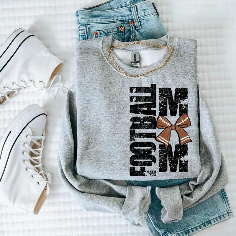 Football Mom Bow DTF Transfers - THIS IS NOT A SHIRT Hoodie, Sweatshirt | GrindPrints.com