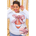 Football Pink Bow Rhinestone Graphic Long Sleeve Shirt Hoodie, Sweatshirt | GrindPrints.com