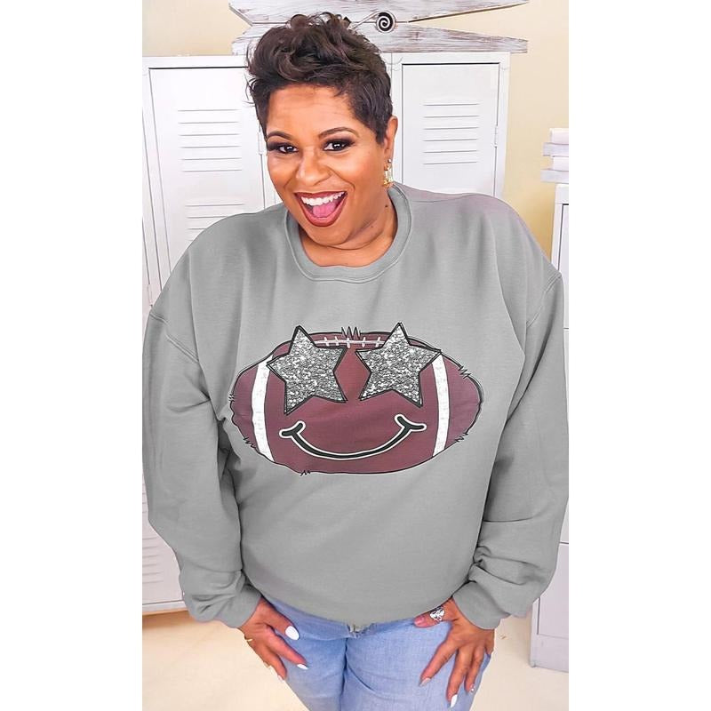 Football Star Smiley Graphic Sweatshirt T-Shirts, Hoodie | GrindPrints.com