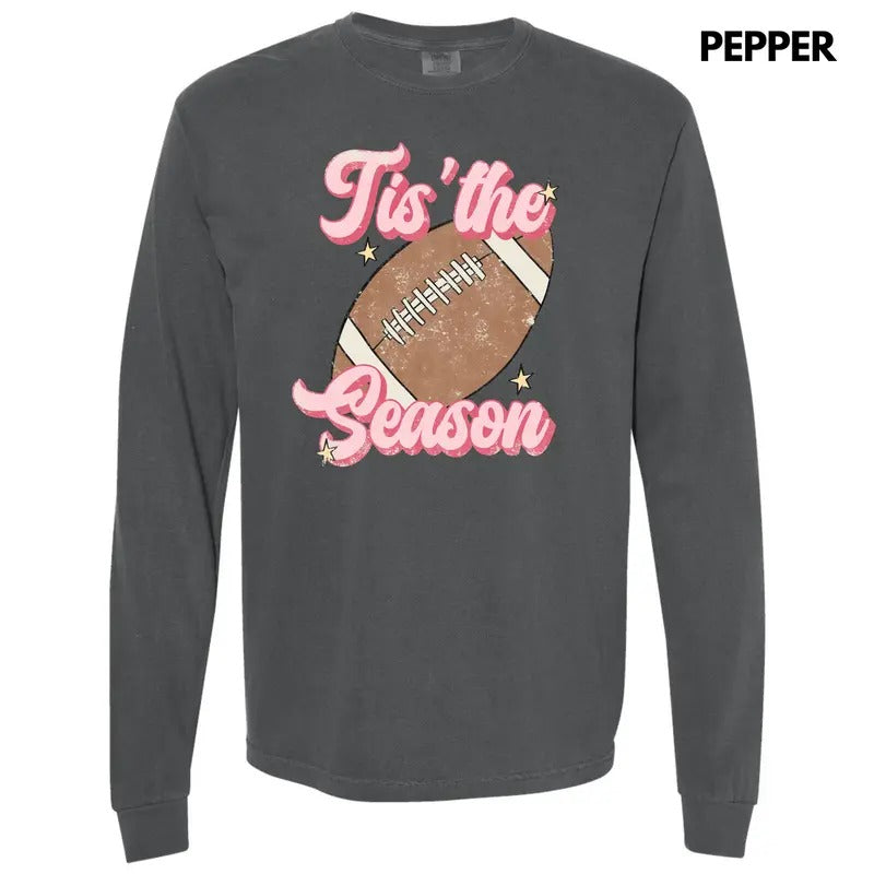 Football Tis The Season Long Sleeve Comfort Colors T-Shirt 'NLB' Hoodie, Sweatshirt | GrindPrints.com