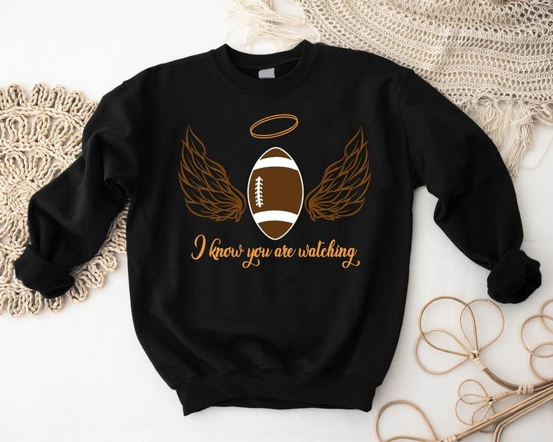 Football Wings Sweatshirt, I Know You Are Watching Hoodie, Football Lover Gift Sweatshirt, Sport Lover Hoodie, Unisex...