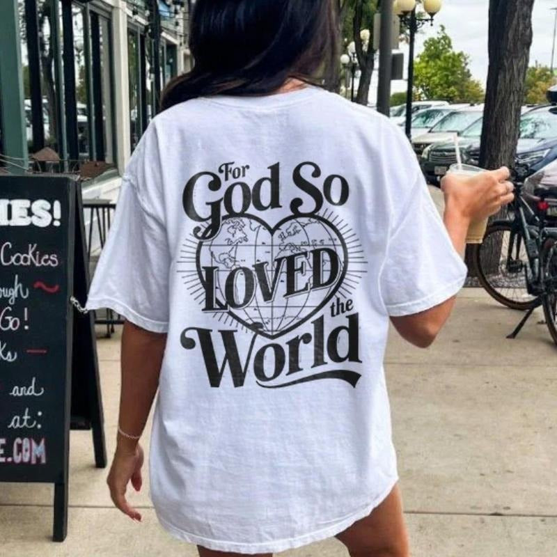 For The God So Loved The World Shirt Cotton Casual Street Style Crew Neck Short Sleeve T-Shirt Trendy Top for Women for...