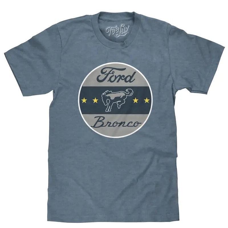 Ford Bronco Logo T-Shirt - Indigo Heather Hoodie, Sweatshirt | GrindPrints.com