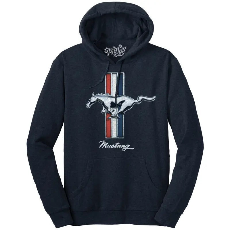Ford Mustang Pullover Hooded Sweatshirt - Navy T-Shirts, Hoodie | GrindPrints.com