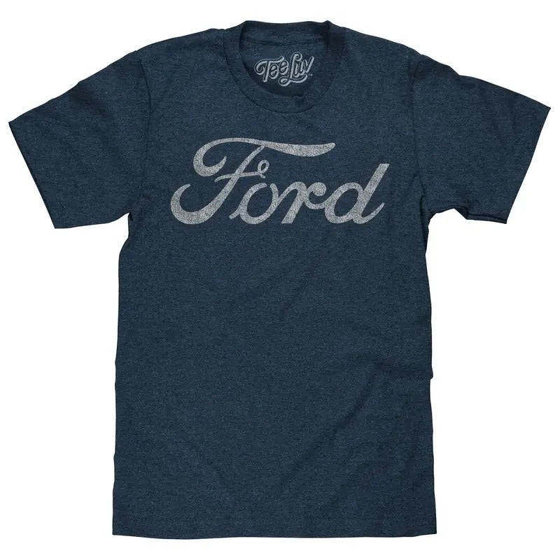 Ford Signature Script Logo T-Shirt - Navy Hoodie, Sweatshirt | GrindPrints.com