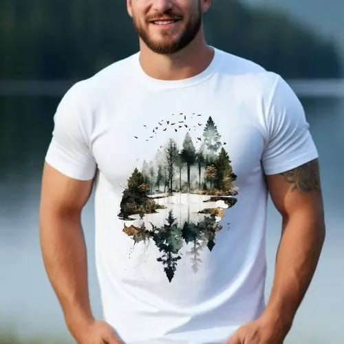 Forest Nature Softstyle Woodland Serenity Enchanted Woods Serene Forest Her Him Made USA T-Shirts, Hoodie, Sweatshirt