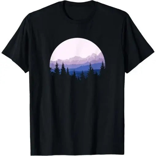 Forest Scene Mountain Silhouette T-Shirt Made in USA Hoodie, Sweatshirt | GrindPrints.com