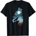 Forest with Full-Moon and Cliff Of Silhouette Howling Wolf T-Shirt Hoodie, Sweatshirt | GrindPrints.com