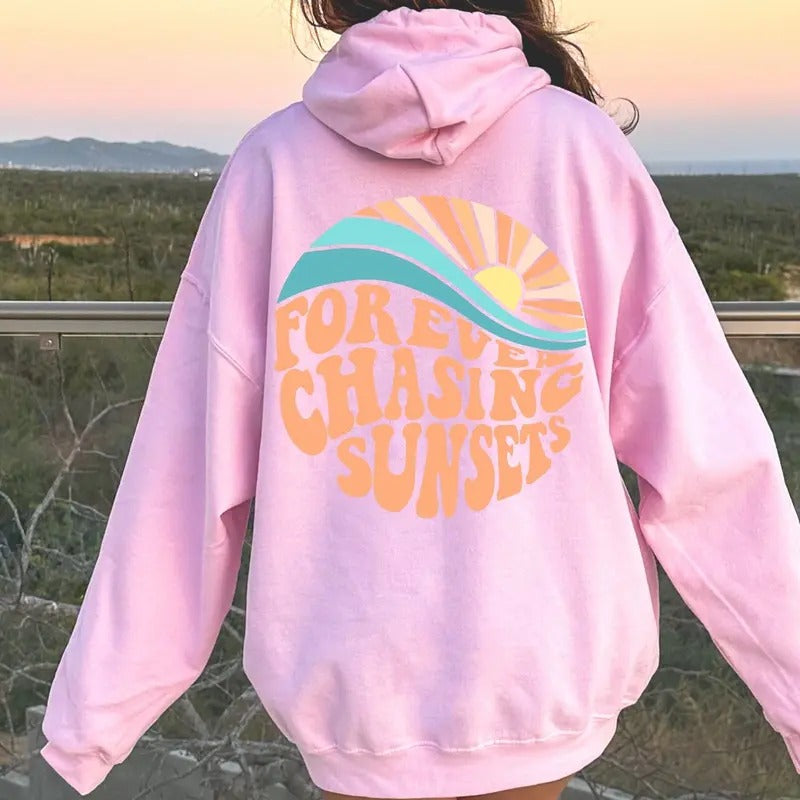 Forever Chasing Sunsets Beach Words Back Shirt T-Shirts, Hoodie, Sweatshirt