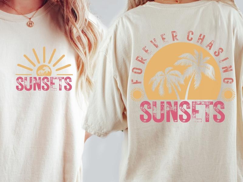Forever Chasing Sunsets Retro Summer Retro Beach Tropical Summer shirt Aesthetic Summer Hoodie, Sweatshirt | GrindPrints.com