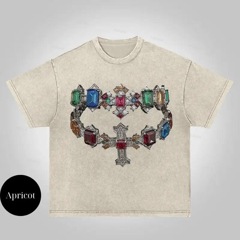 Fortune Diamond Cross Graphic T-Shirt, Vintage Graphic Y2k Tee, Grillz Shirt, Y2k Clothing, Unisex Crewneck Medium Cotton...