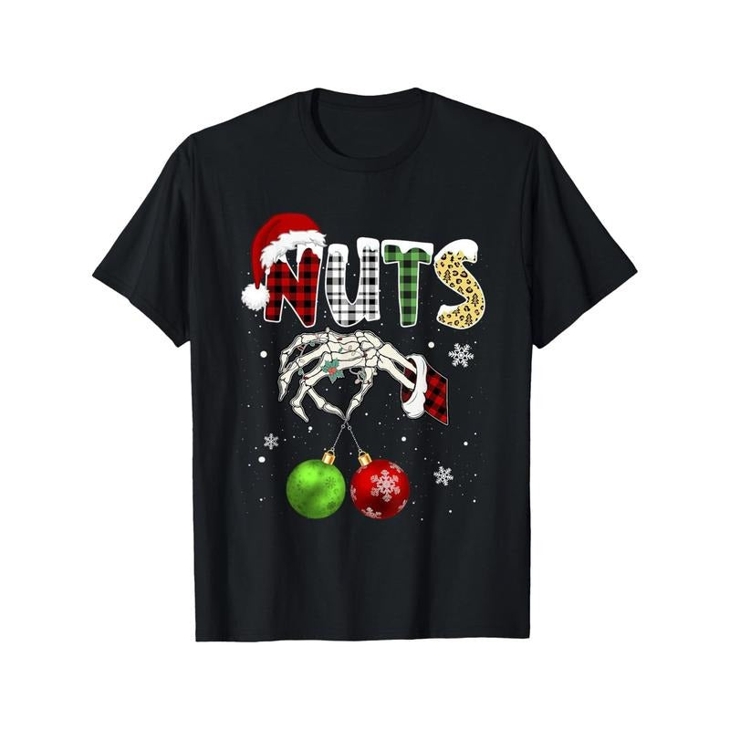 Four Seasons Comfortable Cotton Chestnuts Christmas Chest Nuts Xmas Couple Matching Costume Men's T-shirt with Casual...