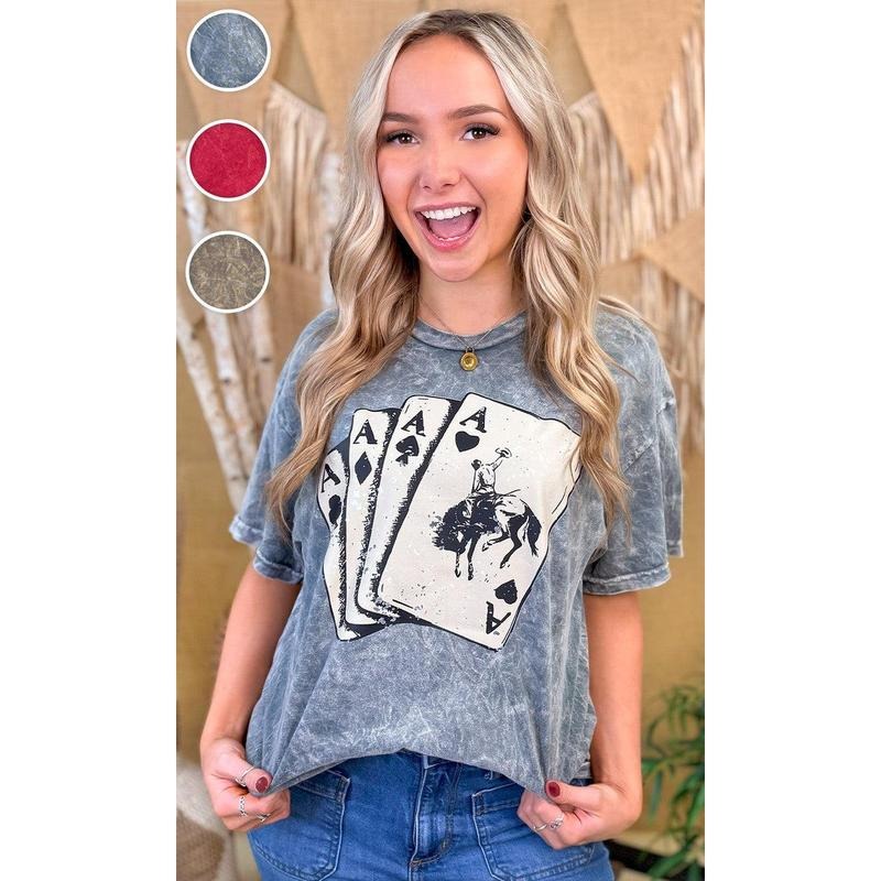 Four of a Kind Mineral Washed Graphic T-Shirt Hoodie, Sweatshirt | GrindPrints.com