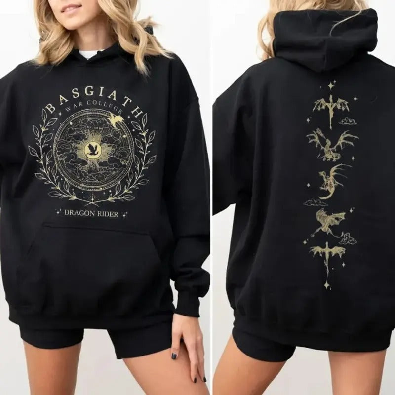 Fourth Wing Double Sided Shirt, Basgiath War College Sweatshirt, Fourth Wing Hoodie, Dragon Rider Shirt, Bookish,...