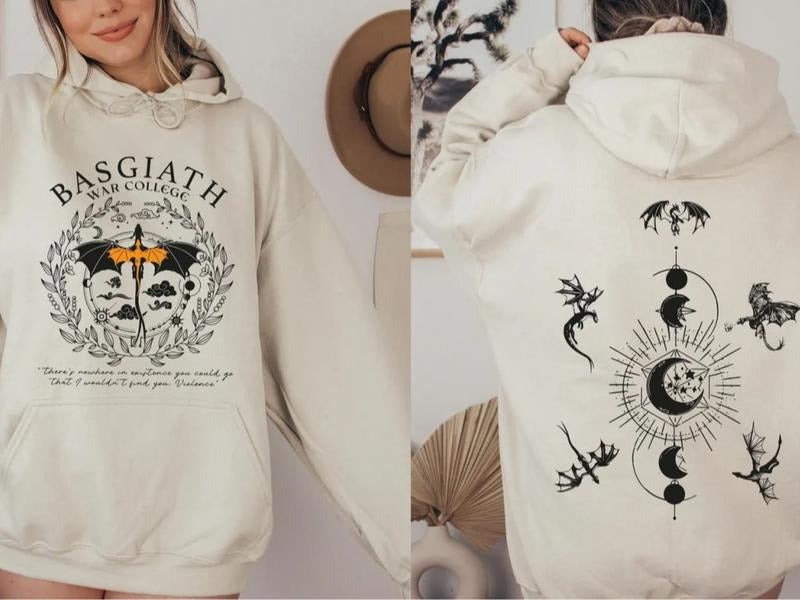 Fourth Wing Double-Sided Sweater, Basgiath War College Sweatshirt, Dragon Rider, Rebecca Yoros, Violet Sorrengail, The...