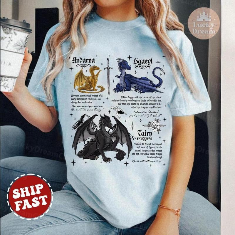 Fourth Wing Dragon Shirt, Tairn & Andarna TShirt, Basgiath War College Tee, Dragon Rider Shirt, Bookish Gift for Readers,...